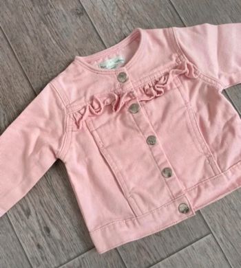 Veste en jean rose avec volants mes petits cailloux  12 mois