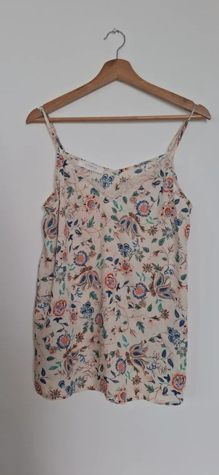 Caraco bohème chic à imprimé floral – dentelle délicate - photo numéro 2