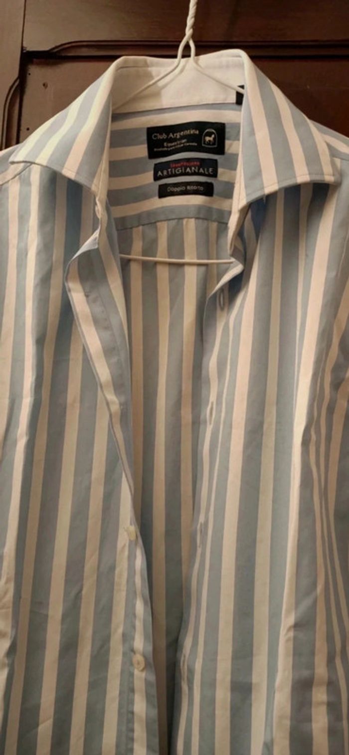 Chemise à rayures turquoise taille S - photo numéro 2