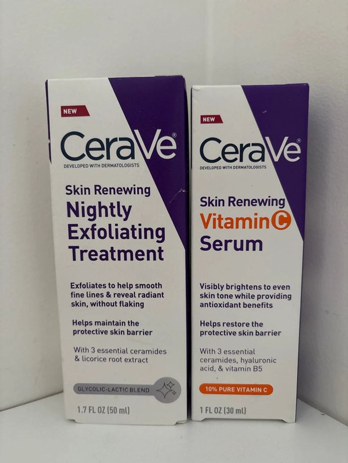 CeraVe : Soin exfoliant de nuit régénérant + Sérum Vitamine C