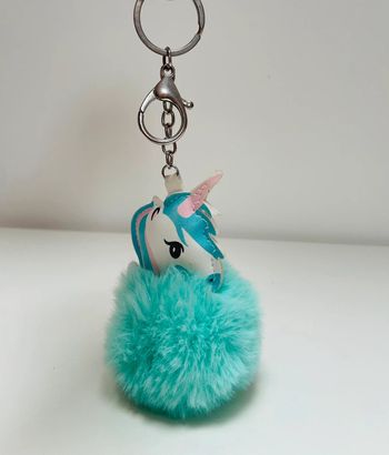 Porte clé licorne blanc et vert kawaii