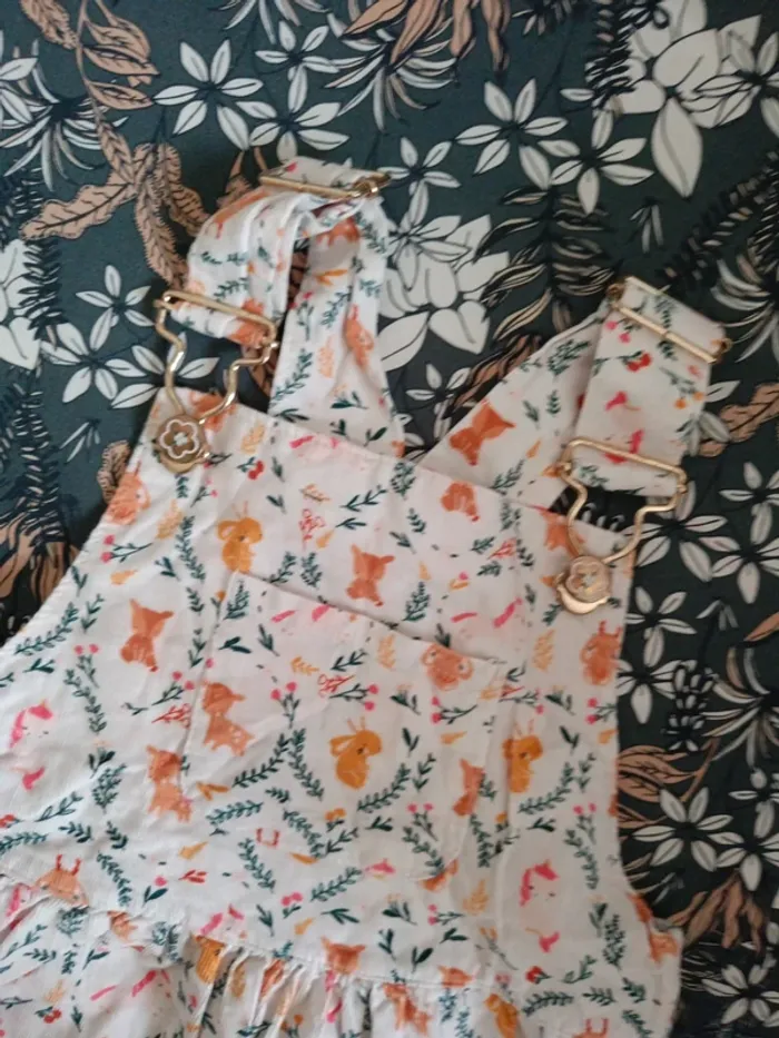 Robe velours salopette Sergent Major animaux oranges 86cm - photo numéro 2