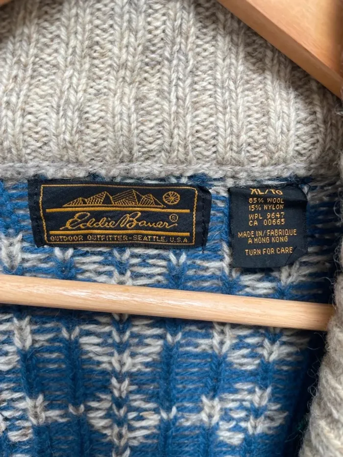 Eddie Bauer Vintage Cardigan Wool Laine Mens XL - photo numéro 2