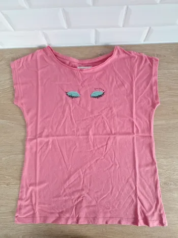 T-shirt rose à sequins réversibles