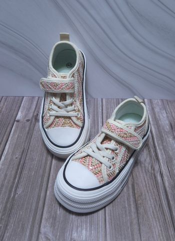 Baskets Fille Rose & Dorées - Style Tweed Chic - Neuves Taille 29