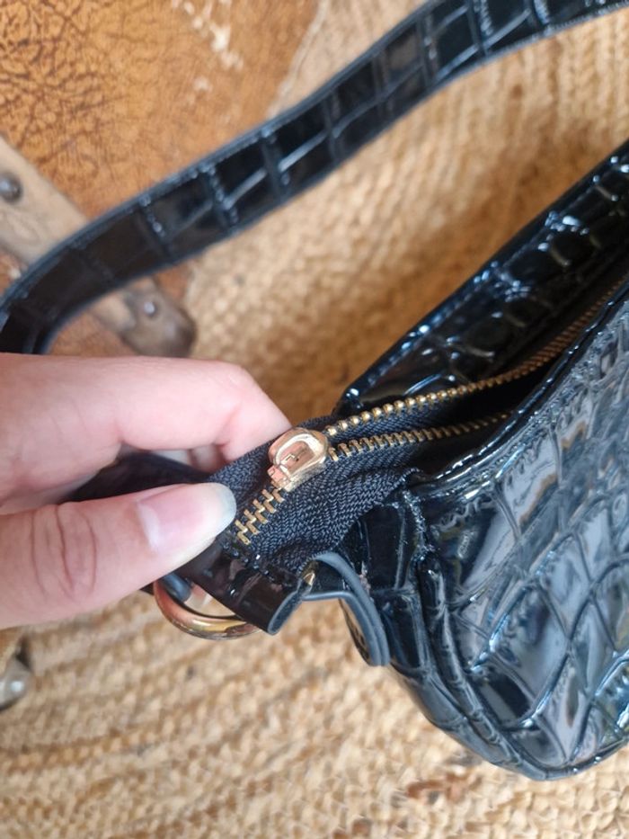 Lot de 2 sac à mains noir effet croco et violet femme - photo numéro 6