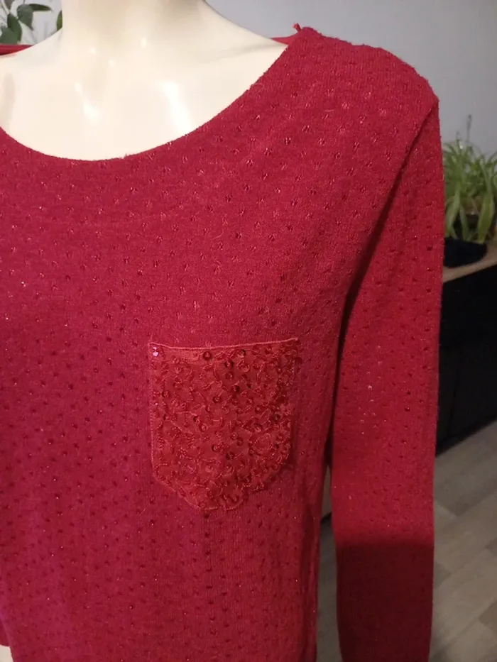 Pull femme bordeau T. 42 - photo numéro 4