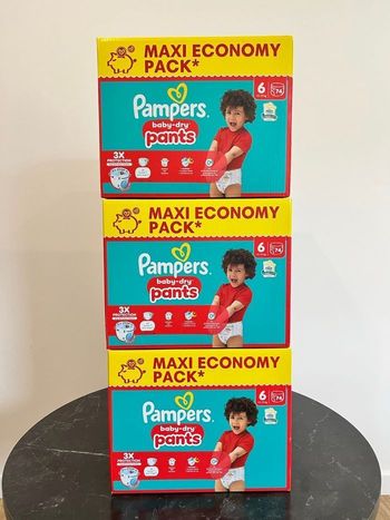 🔹 3 Packs Pampers Baby-Dry Pants Taille 6 Maxi Economy – 222 couches – Neufs scellés
