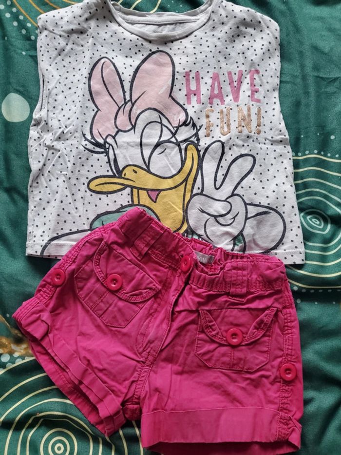 🌴 Ensemble fille 3 ans short rose et tshirt daisy disney