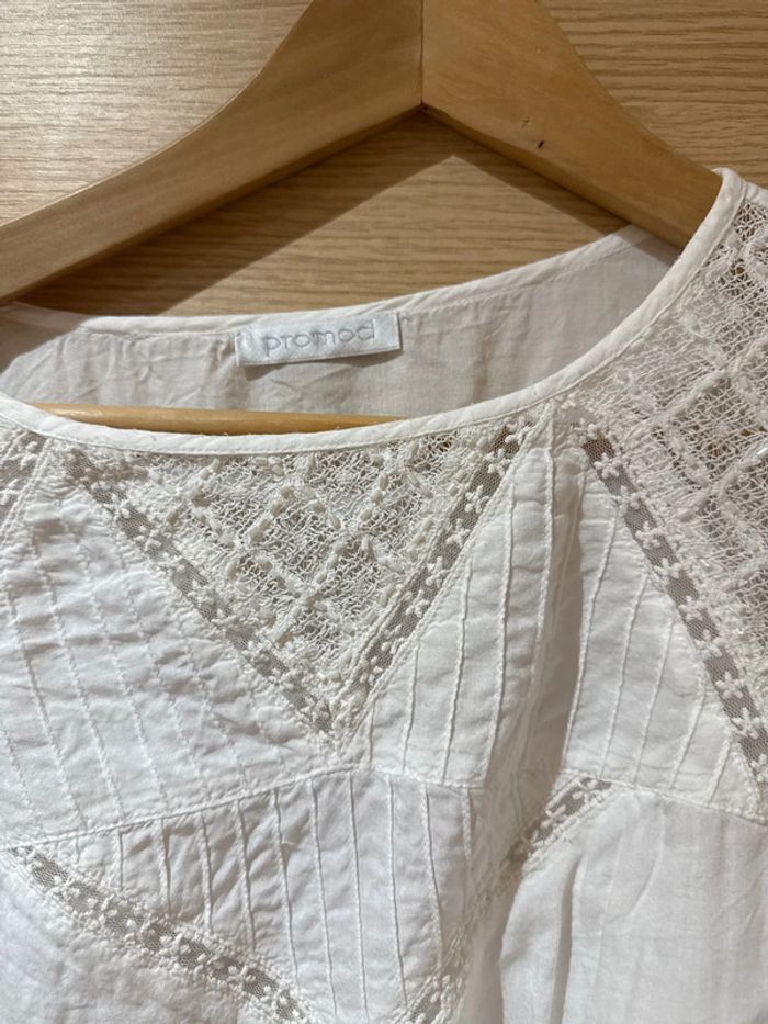 Blouse promod voile de coton brodée M - photo numéro 4