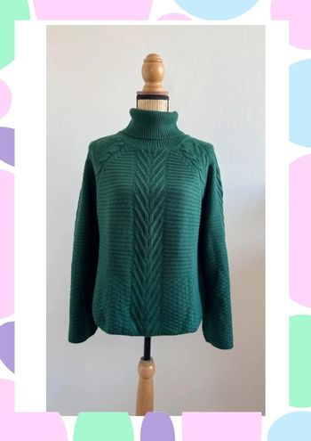 Pull col roulé vert sapin