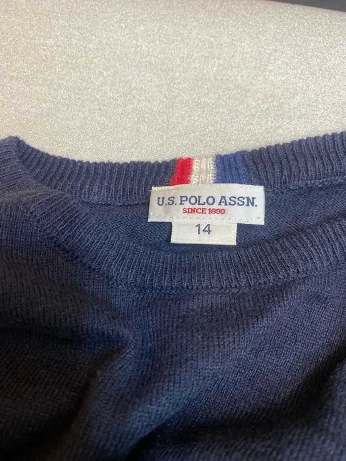 Pull bleu marine US Polo coton/cachemire taille 14 - n16n - photo numéro 5