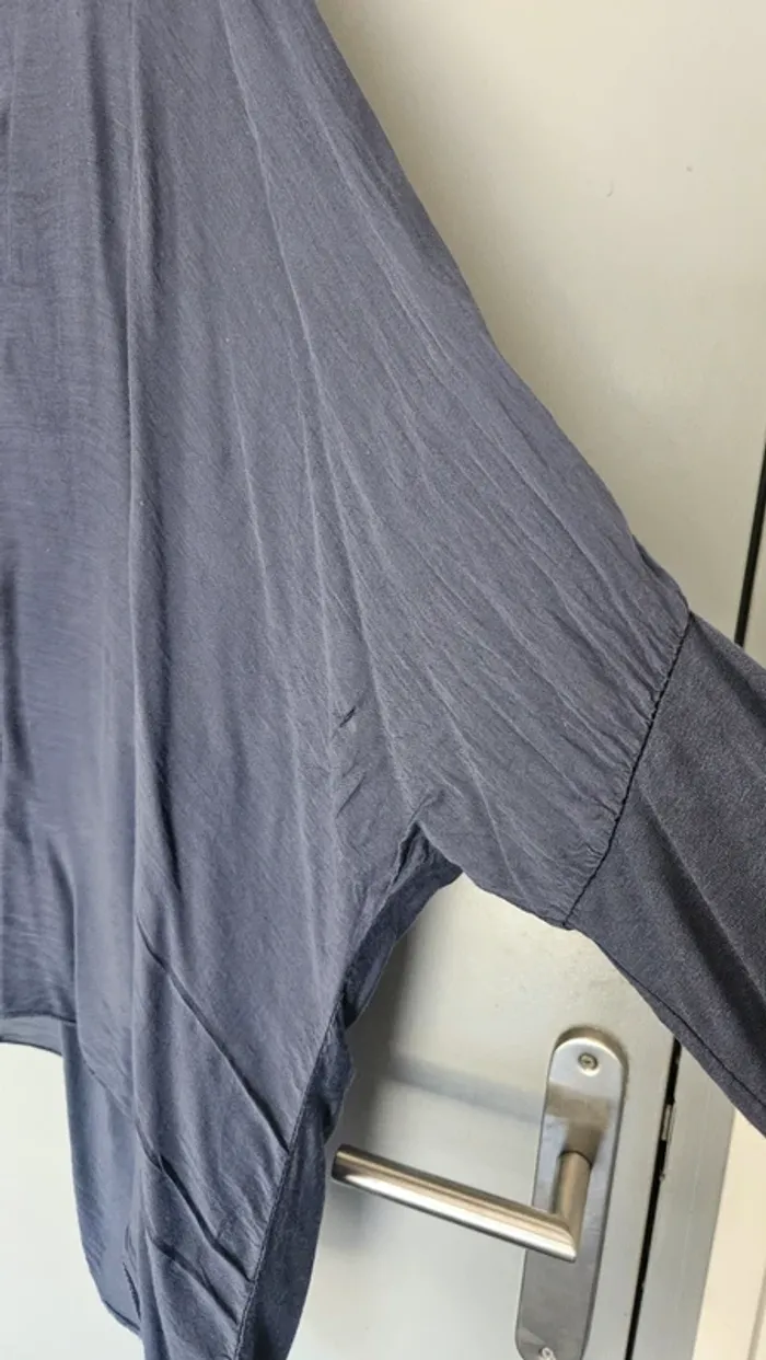 Tunique ample manches chauve-souris marine coton soie viscose- Taille unique 42/48 - photo numéro 3