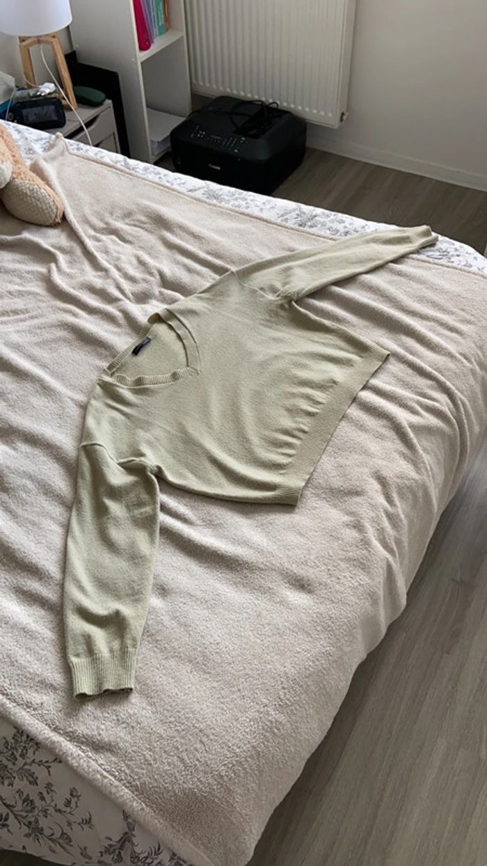 Pull col v vert pastel - photo numéro 4