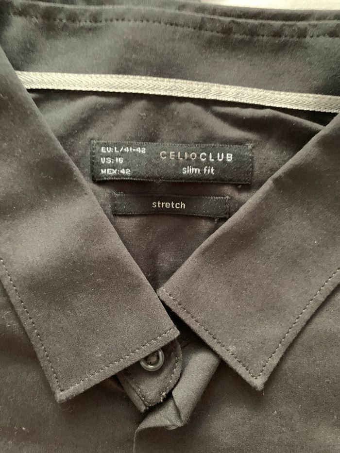 chemise noire homme slim fit celio - photo numéro 2