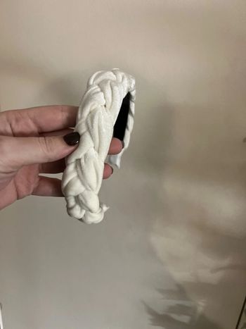 Serre tete tresse blanc creme velours