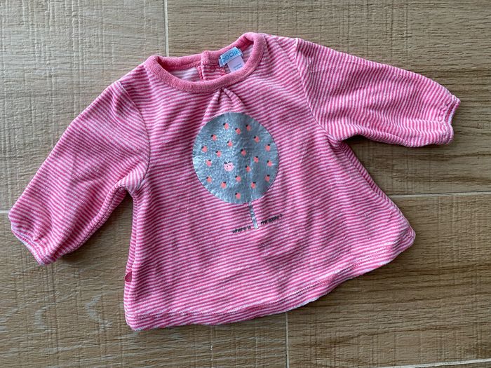 Pyjama velours  rose 3 mois Obaibi - photo numéro 2