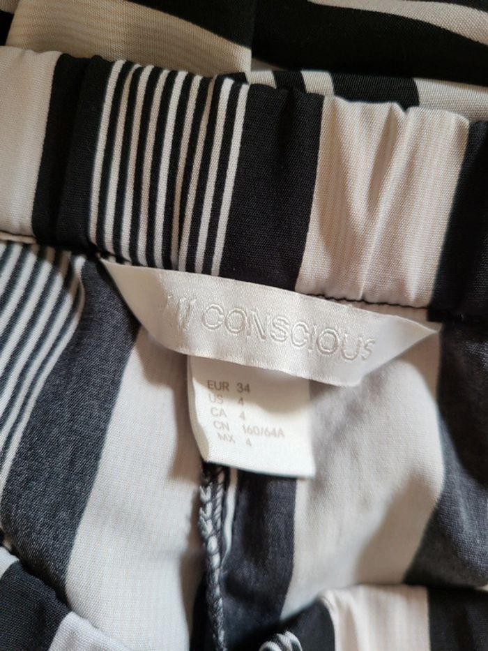 Pantalon ample et fluide à rayures blanc et noir H&M - photo numéro 5