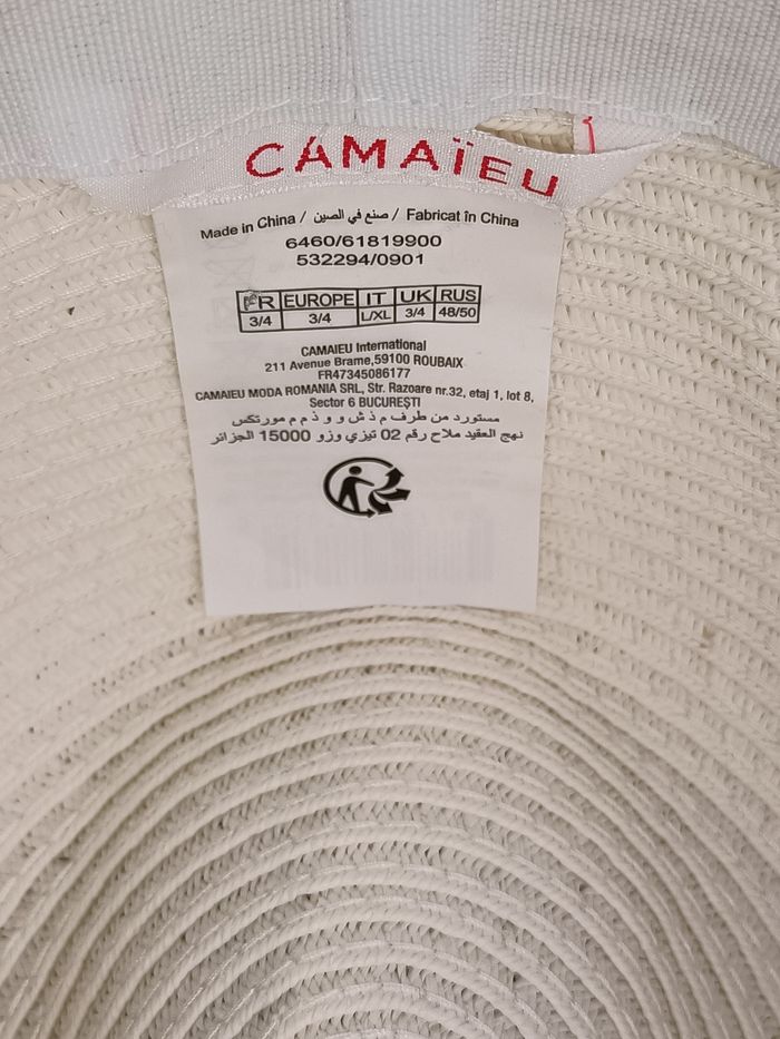 Jolie chapeau blanc et moutarde avec quelques coquillages doré Camaïeu L - photo numéro 7