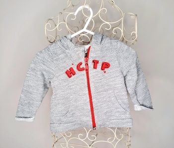 Gilet gris à capuche 3 pommes 6 mois