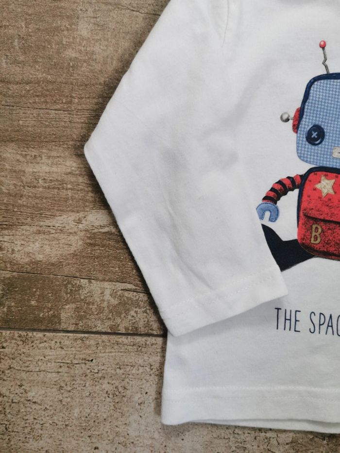🌺Teeshirt blanc Robo manche longues Mayoral 9mois - photo numéro 6