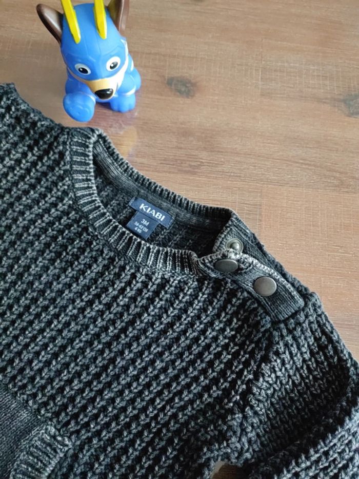 Pull noir gris type délavé - photo numéro 4