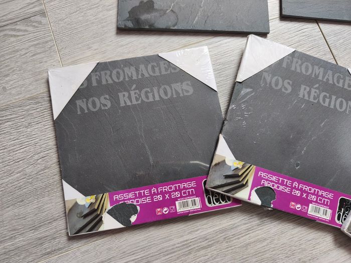 Lot de 6 assiettes carrées en ardoise. - photo numéro 4