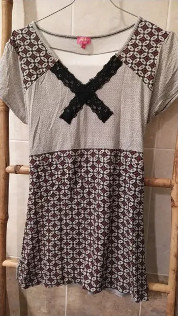 Tunique Phildar vintage M avec dentelle
