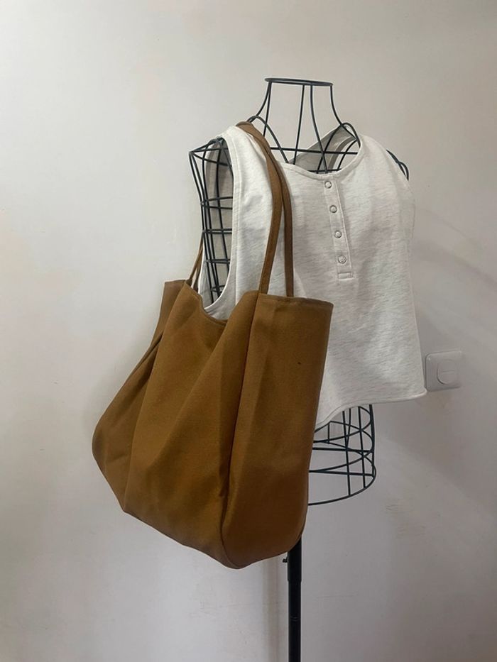 Sac à bandoulière marron décontracté en toile très résistant et de grande capacité - photo numéro 15