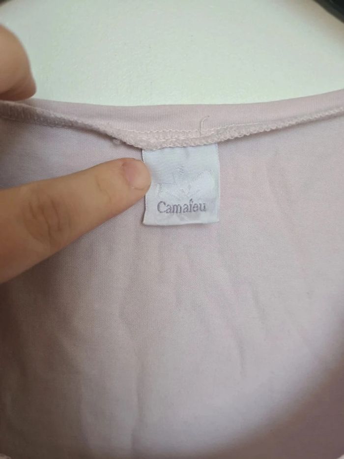 T-shirt rose pâle T.2 manches 3/4 - photo numéro 2