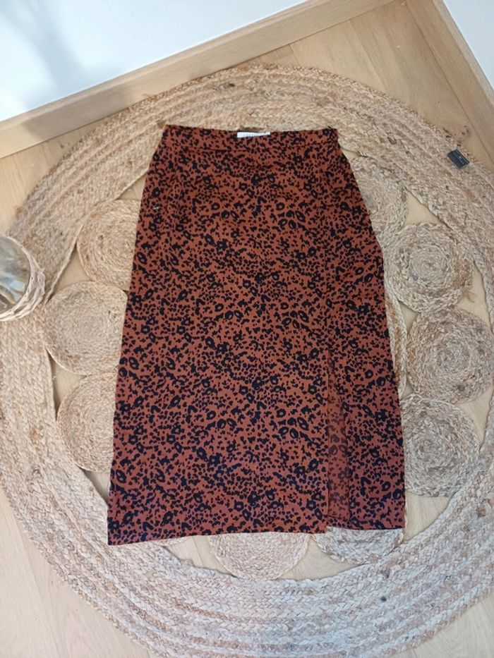 Jupe mi-longue marron à imprimé Léopard Costes taille M/L 38/40 - photo numéro 6