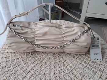 Sac Zara froncé beige crème 