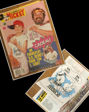 Ancien journal de Mickey avec cadeau transfert b.b. Disney N°1823 de 1987 vintage