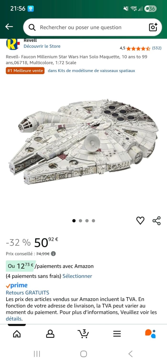 Maquette Revell - Star Wars Faucon Millenium - photo numéro 7