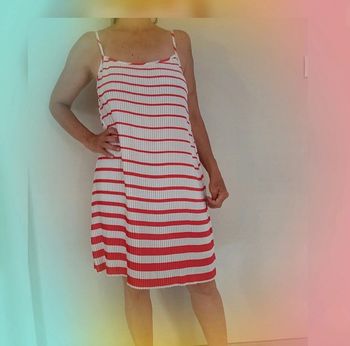 Robe rayée rouge et blanche Mango T 36