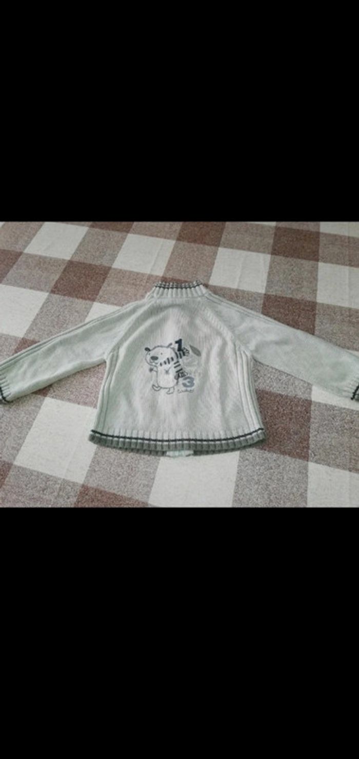 Gilet zip 3 ans vert pâle - photo numéro 2