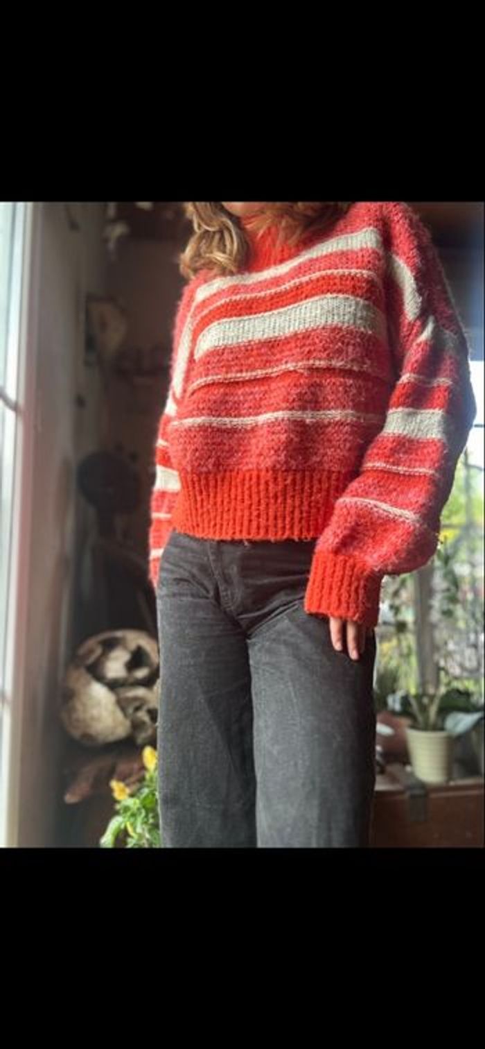 Pull rayé orange et blanc Vero Moda