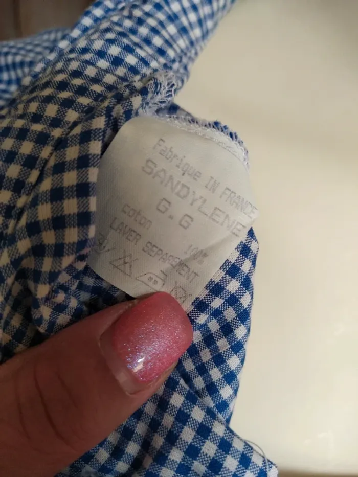 Chemise chemisier tunique printemps été automne vichy bleu marine vintage retro - photo numéro 4