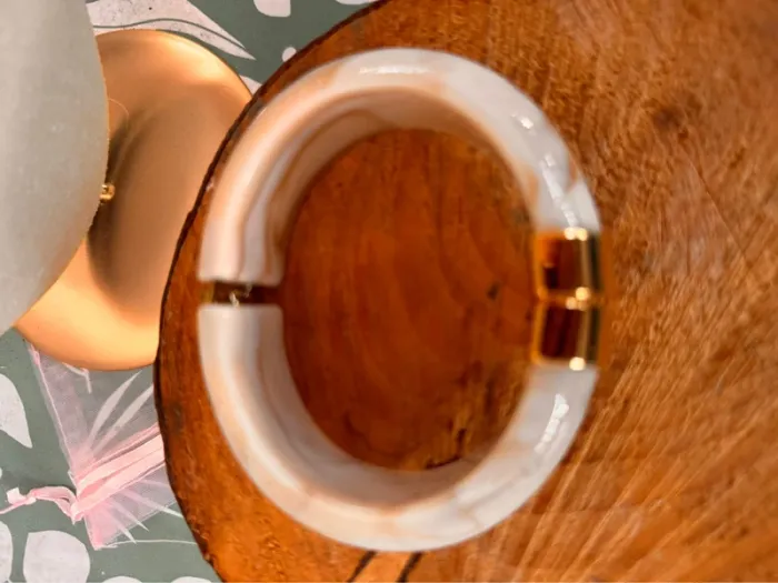 Jonc qui s’ouvre taille M écru reflets marrons et or habaha Paris - photo numéro 4