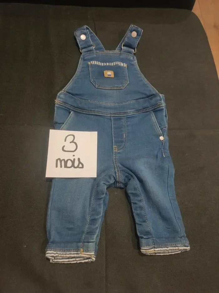 Salopette en jeans garçon 3 mois 59cm