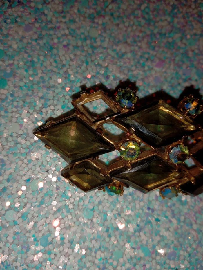Broche doré et verte vintage - photo numéro 2