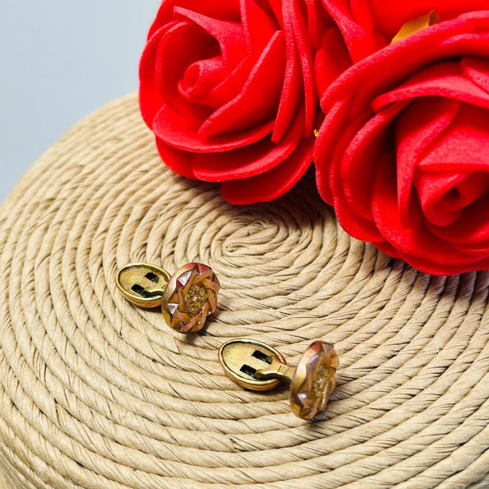 🔥 Rare boutons de manchettes vintage. Rond motifs fleuri. - photo numéro 4