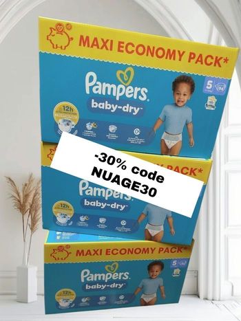 282 couches Pampers taille 5 Baby dry lot de 3 cartons neufs 