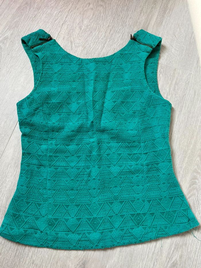 Top Zara taille S vert motif ethnique