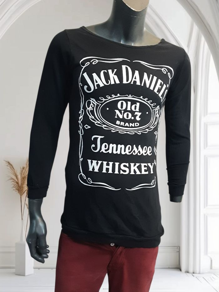 Haut /sweat-shirt noir motif Jack Daniel’s pour homme Taille L /Xl