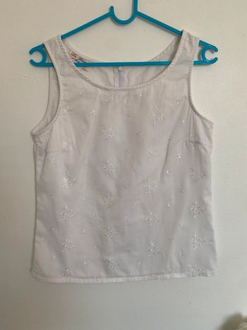 Antonelle blouse blanche vintage broderies fleurs M 38