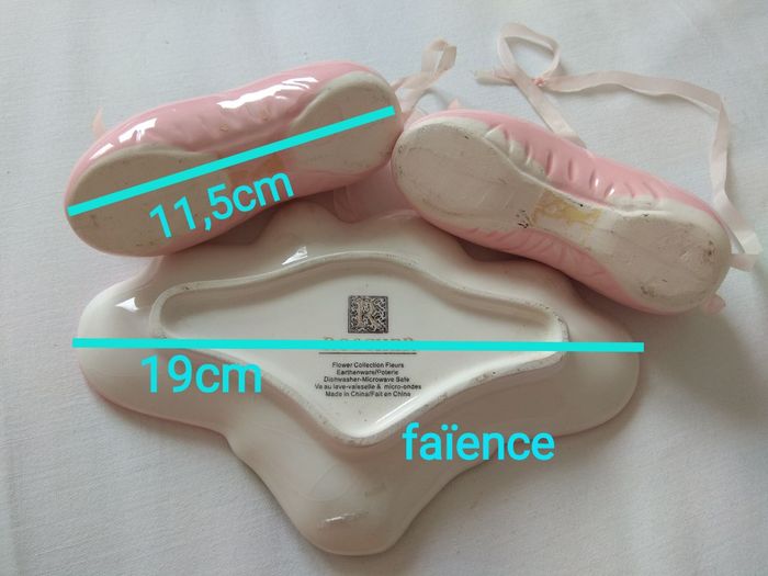 6 Chaussons de danse & vide poche fleur en faïence décoration - photo numéro 3
