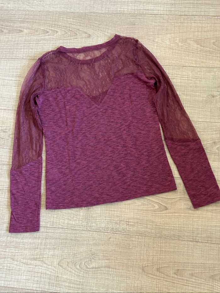 Haut bordeaux avec dentelle LPB Woman taille M bon état - photo numéro 8