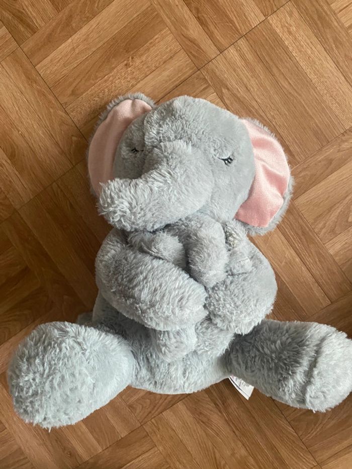 Peluche doudou Éléphant avec son bébé 30cm