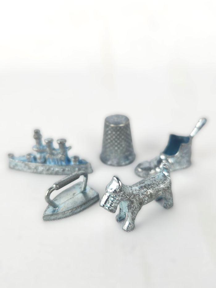 Lot 5 Jetons Monopoly Classiques Pièces de Jeu Métal Vintage Collection